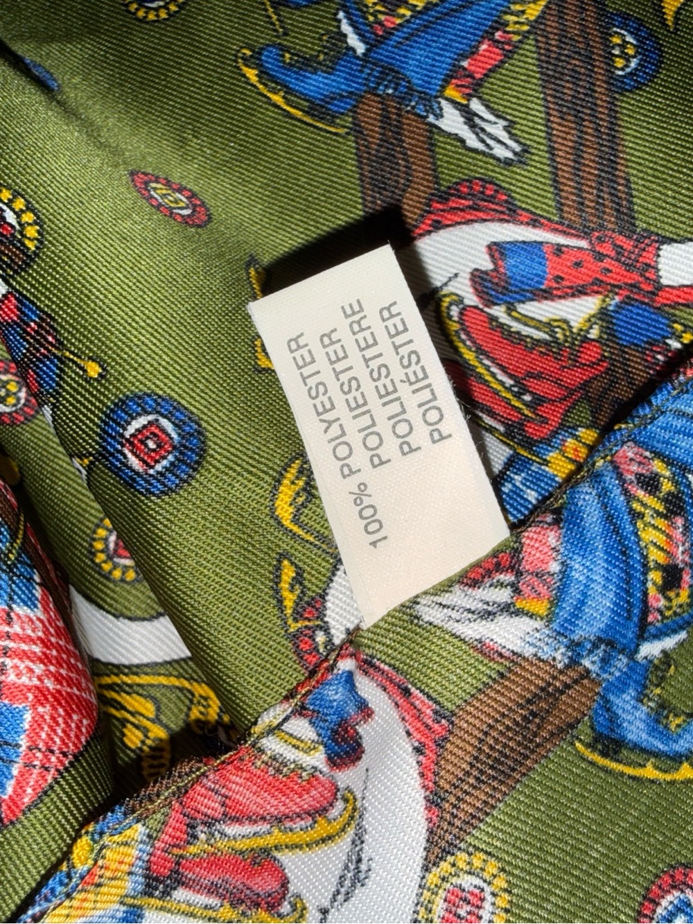 Vintage Scarf made In Italy 🇮🇹 Geese 🪿 Design Green Fall Winter Essential - Picture 4 of 7